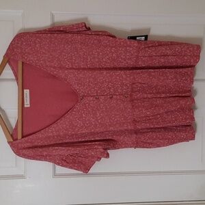 NWT LUCKY BRAND PINK/FLORAL TUNIC SZ XL